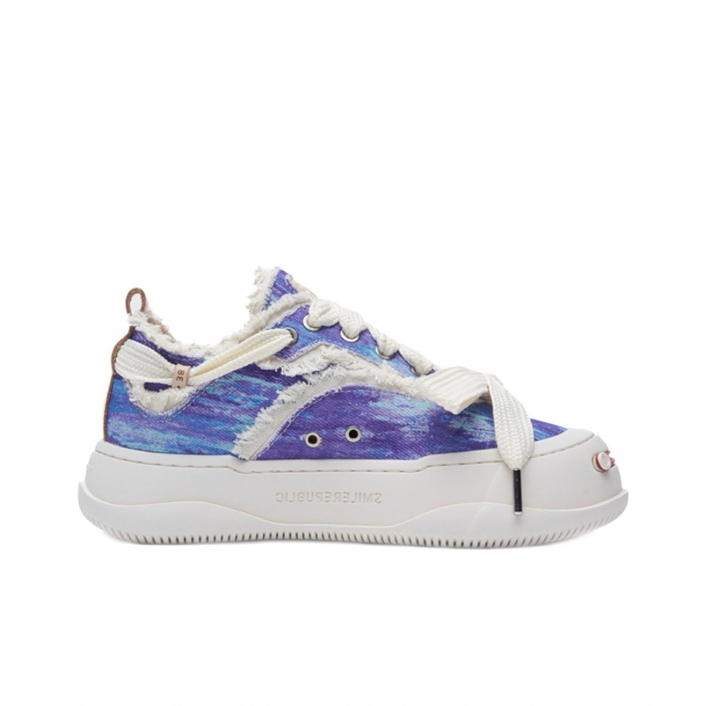 Blue Purple Print Low Top SB Sneaker - SMILEREPUBLIC Slip On Shoes Store