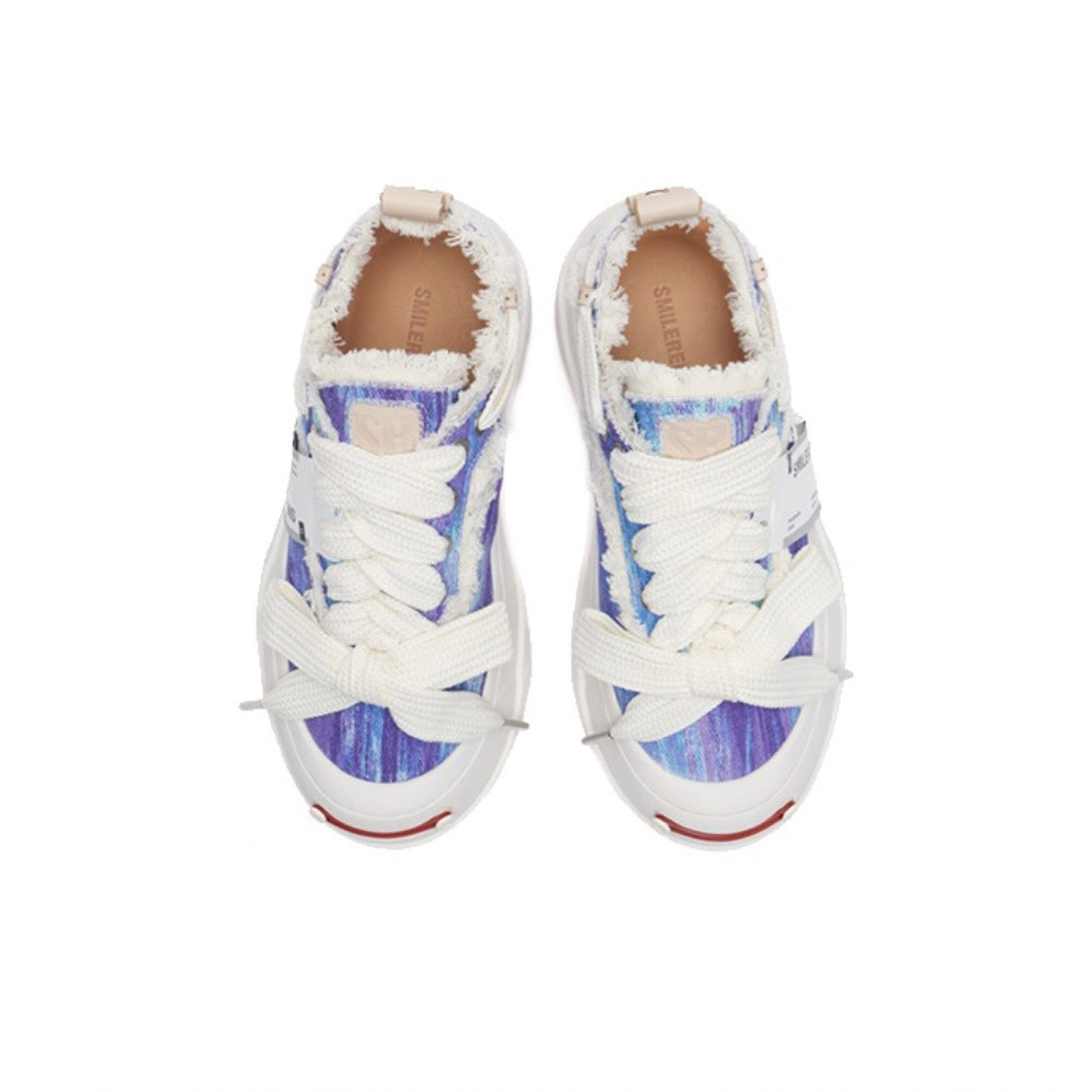 Blue Purple Print Low Top SB Sneaker - SMILEREPUBLIC Slip On Shoes Store