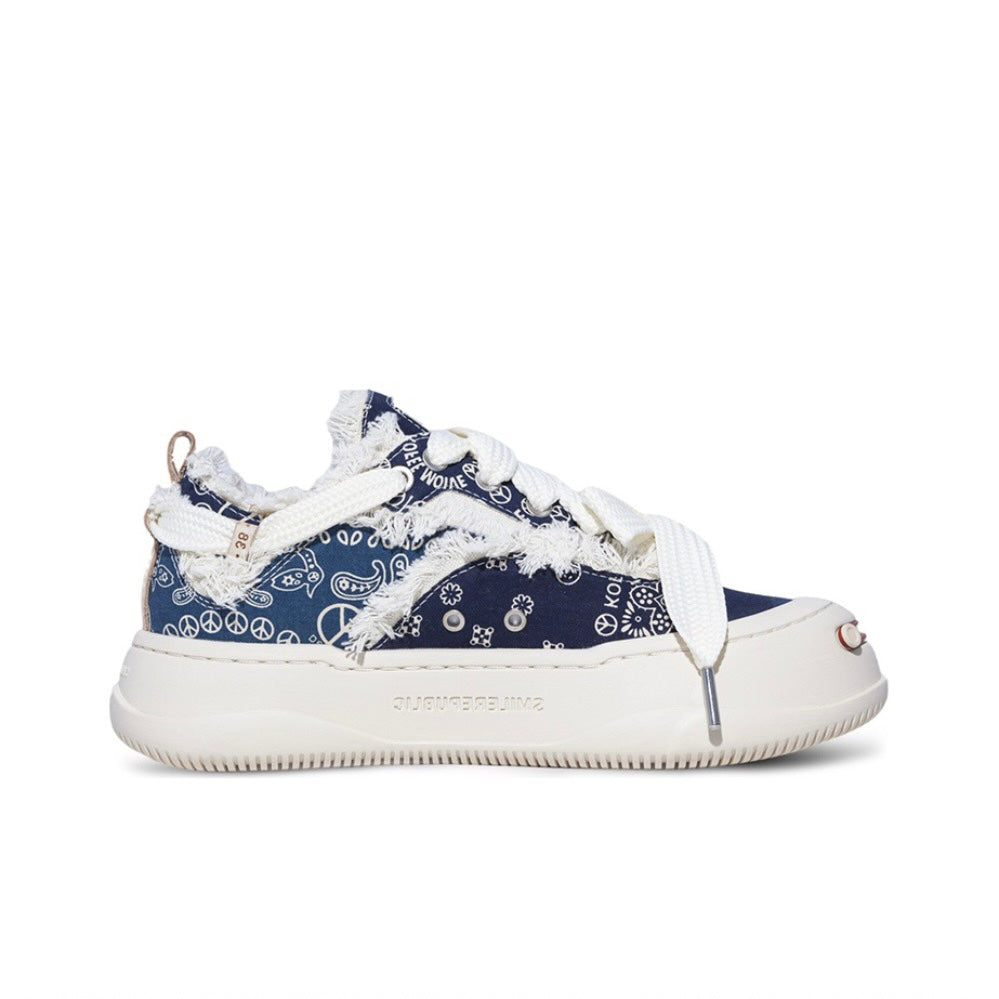 Blue Cashew Flower Canvas SB Sneaker - SMILEREPUBLIC Slip On Shoes Store