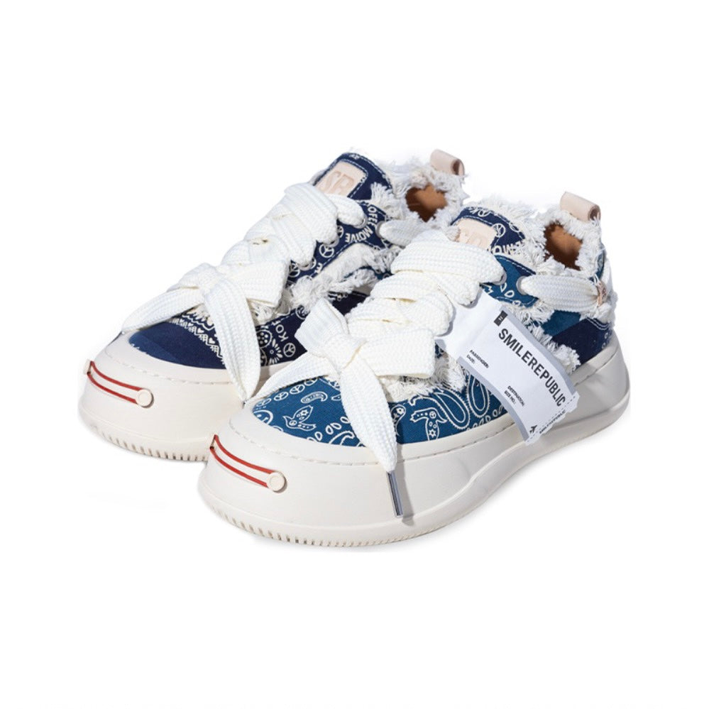 Blue Cashew Flower Canvas SB Sneaker - SMILEREPUBLIC Slip On Shoes Store