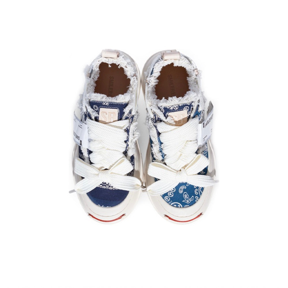 Blue Cashew Flower Canvas SB Sneaker - SMILEREPUBLIC Slip On Shoes Store