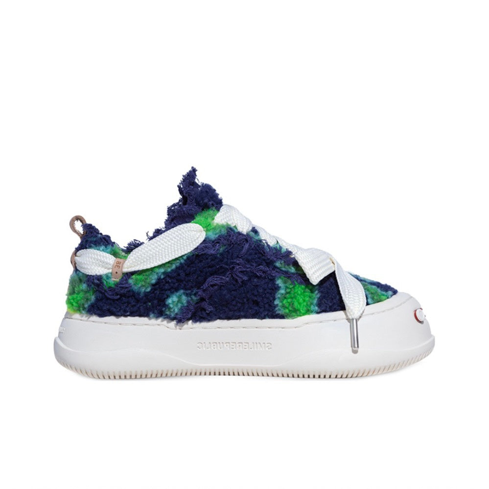 Blue Green Tweed Sneaker - SMILEREPUBLIC Slip On Shoes Store