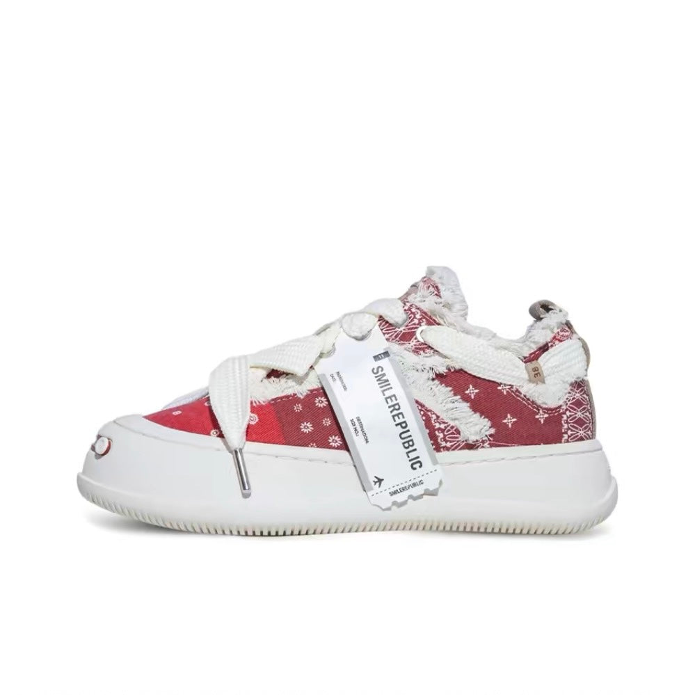 Red Coarse Canvas SB Sneaker - SMILEREPUBLIC Slip On Shoes Store