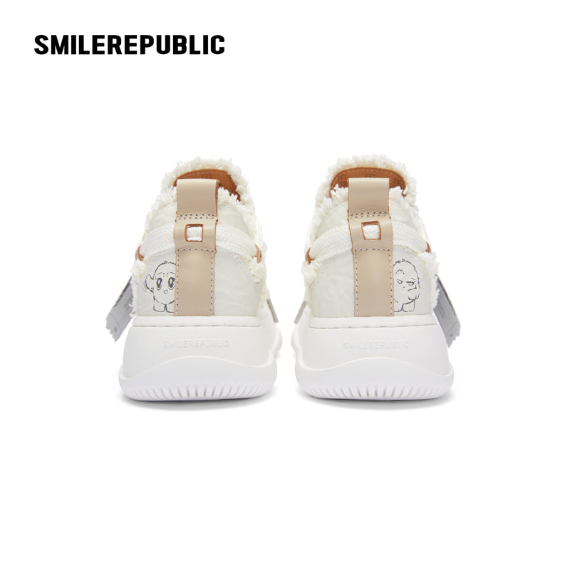 White Hand Rubbed Leather Sneaker SMILEREPUBLIC丨SMILEMONSTER