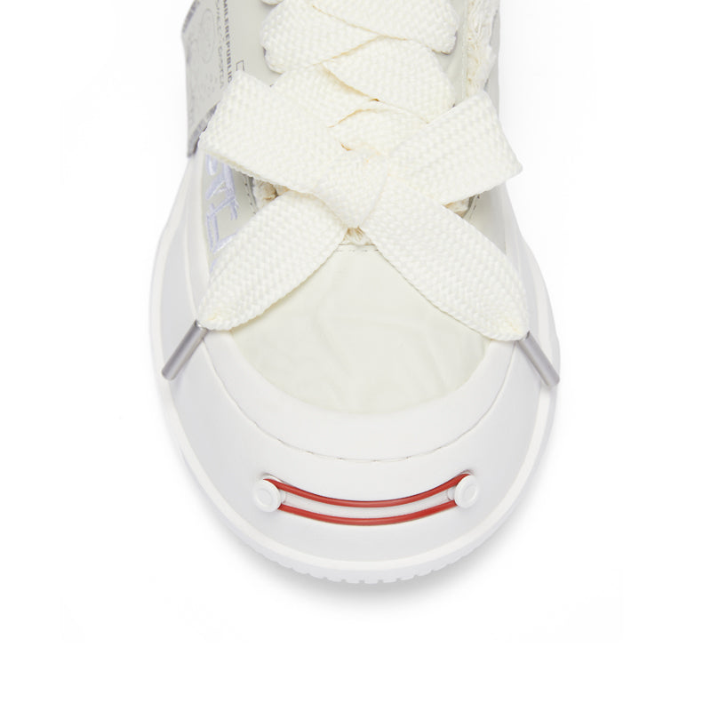 White Hand Rubbed Leather Sneaker SMILEREPUBLIC丨SMILEMONSTER