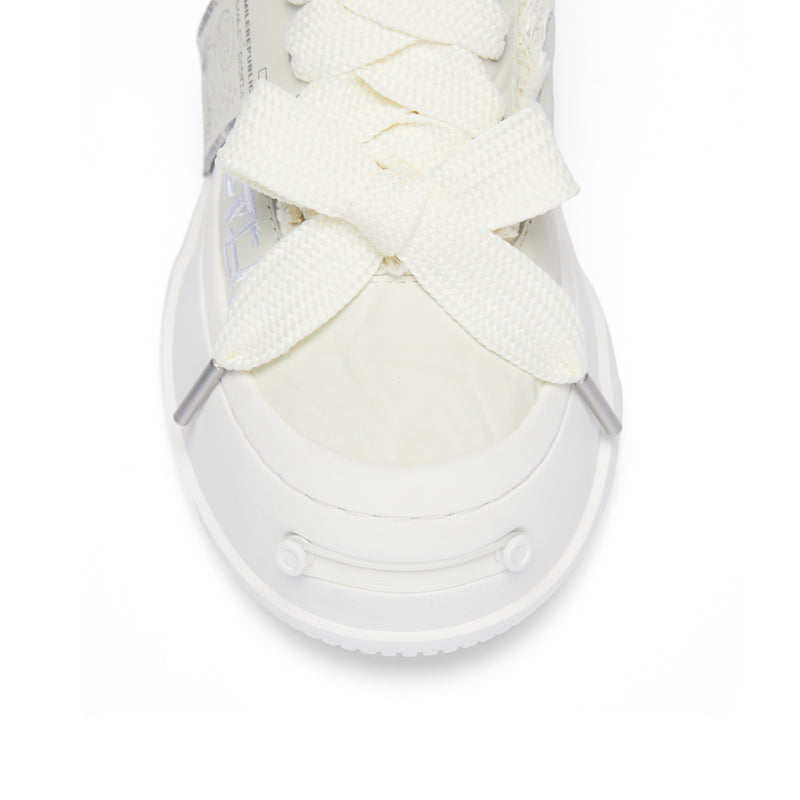 White Hand Rubbed Leather Sneaker SMILEREPUBLIC丨SMILEMONSTER