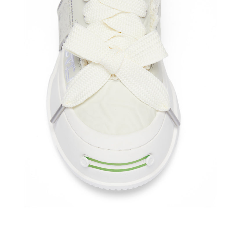 White Hand Rubbed Leather Sneaker SMILEREPUBLIC丨SMILEMONSTER