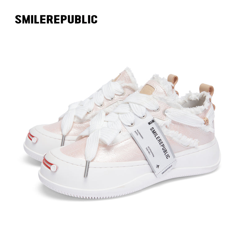 【NEW】Glitter Pink Fine Lins Low Top Sneaker