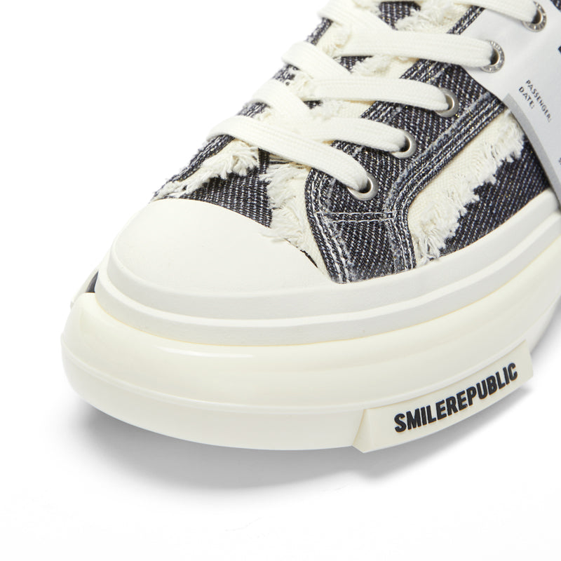 Inception 70s Silver Black Pinstripe Denim Sneakers