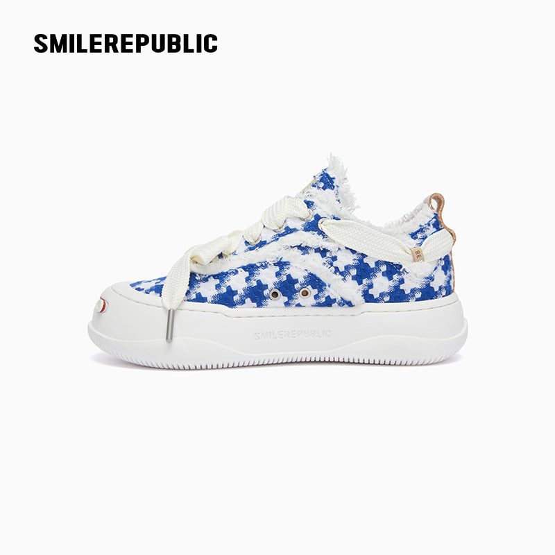 Blue White Houndstooth Low Top Sb Sneaker shoes