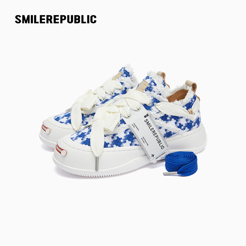 Blue White Houndstooth Low Top Sb Sneaker shoes