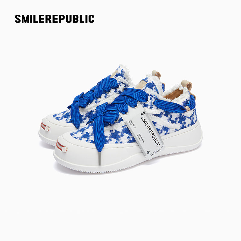 Blue White Houndstooth Low Top Sb Sneaker shoes