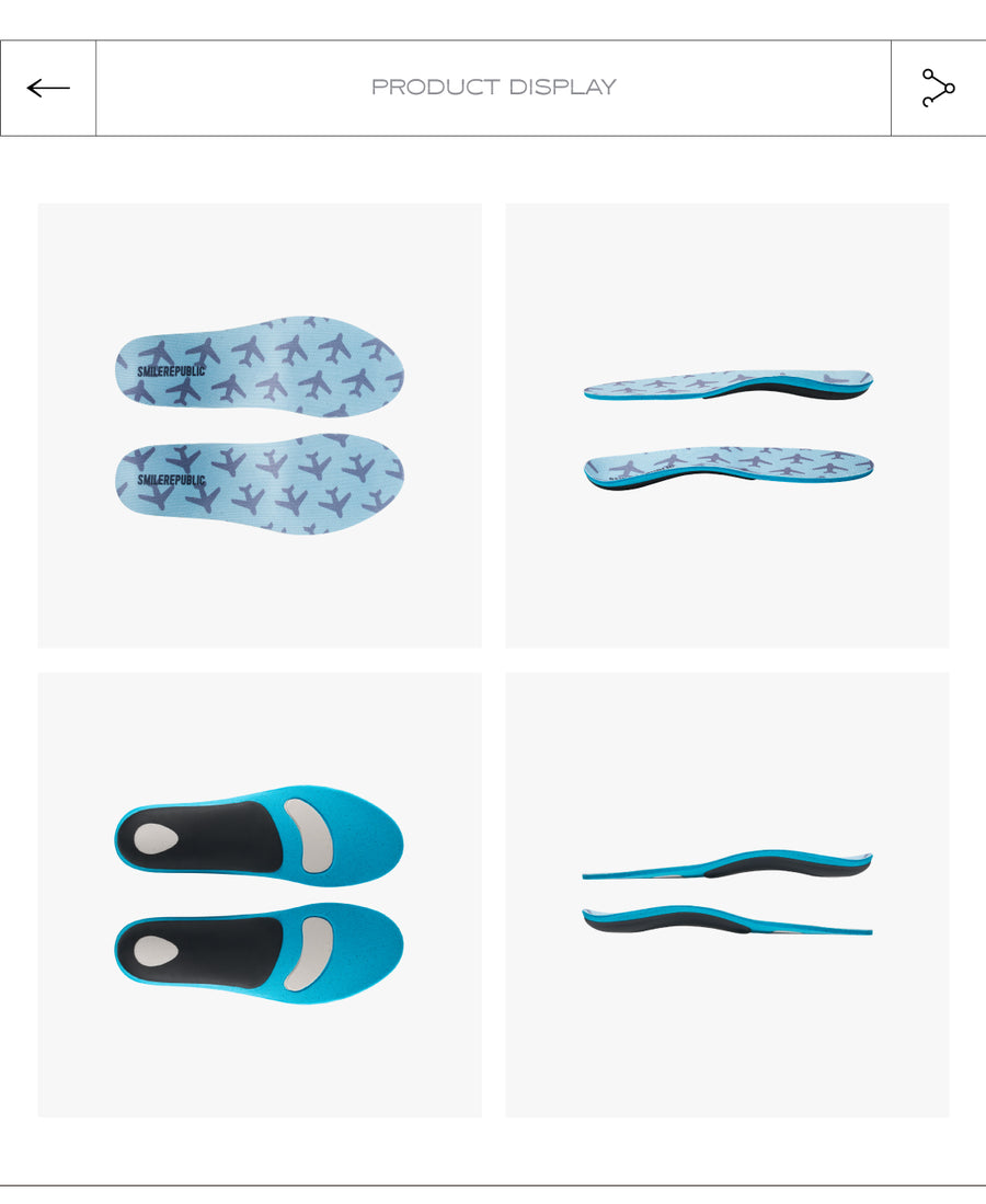 SMILEREPUBLIC Blue Arch Support Insoles with EVA Cushioning and TPU Support, Breathable Comfort Inserts for Sneakers 详情图 4