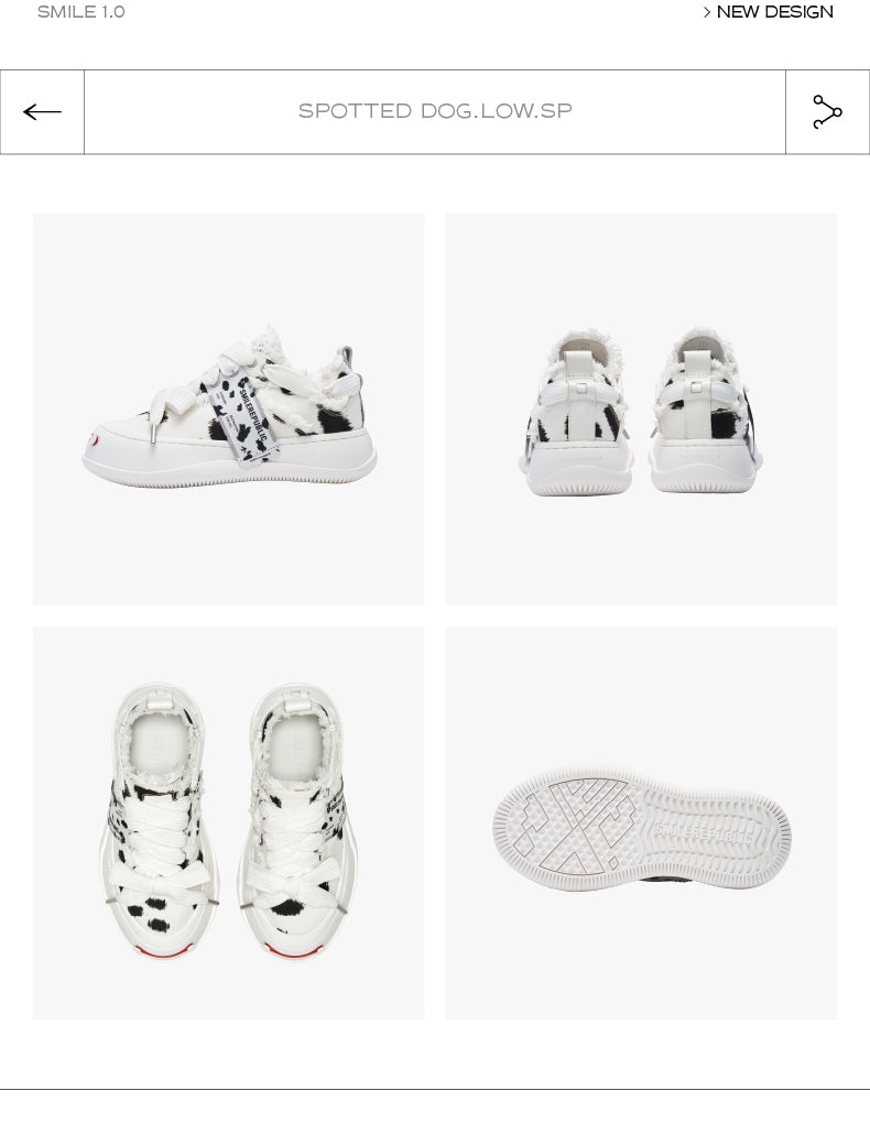 Black and White Spotted Canvas Platform Sneakers with Replaceable Smile Toe Design 详情图 6