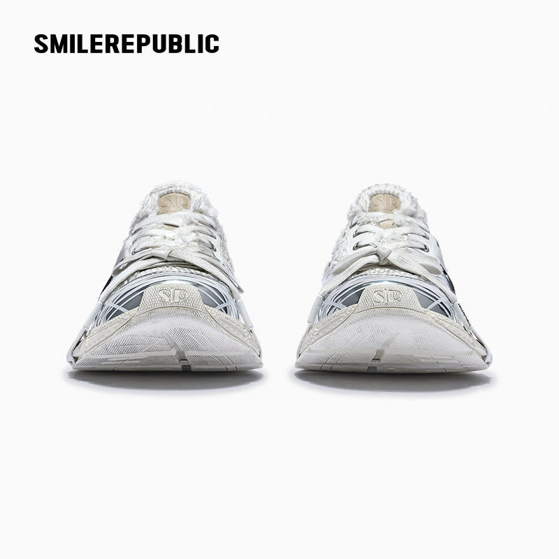 XXXS Dirty Skyline Silver Mesh Chunky Sneaker