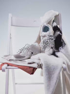 White Dalmatian Spot Hair Detail Low Top Casual Sneakers, Unisex Shoes