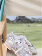 Mirror-Finish Silver Bow Side Detail Low Top Lace Up Sneakers